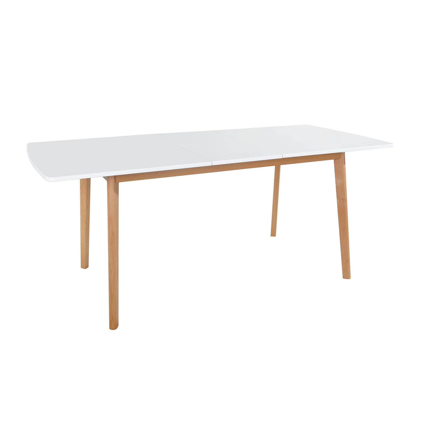 HELGA - Table à manger extensible 120/160cm blanche et bois de hêtre