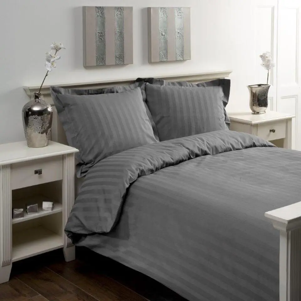 Papillon dekbedovertrek Satijn Streep - 200x200/220 cm - Grijs