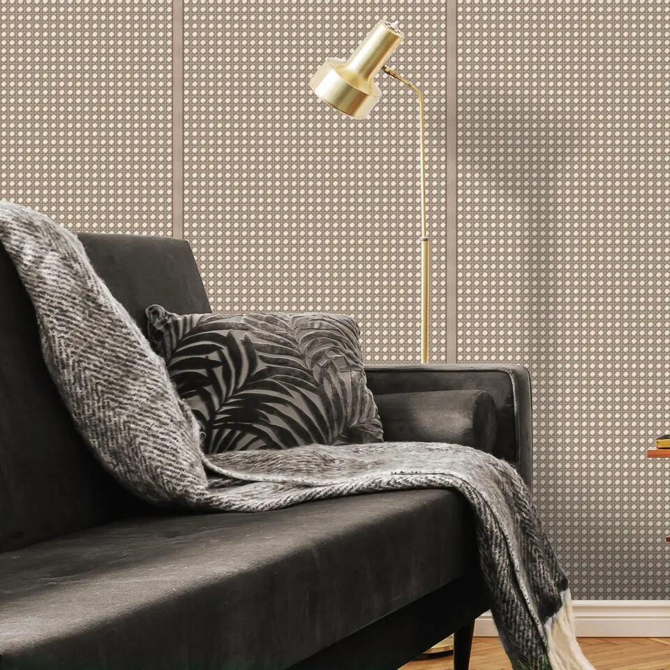 Sanders & Sanders behang ruiten bruin - 53 cm x 10 m