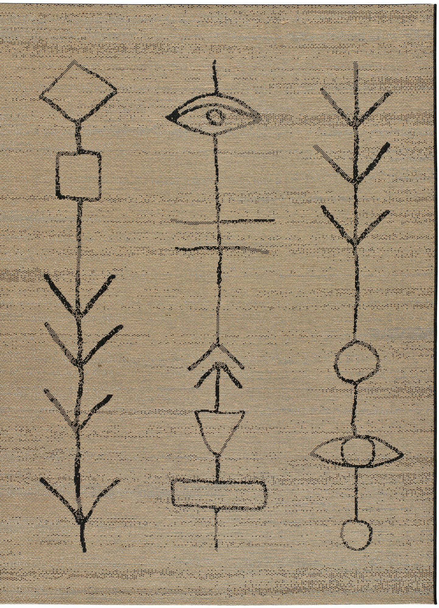 LOTTO - Tapis de jute avec motifs ethniques en noir, 80x150 cm