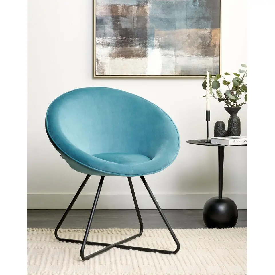 FLOBY II - Fauteuil - Lichtblauw - Fluweel