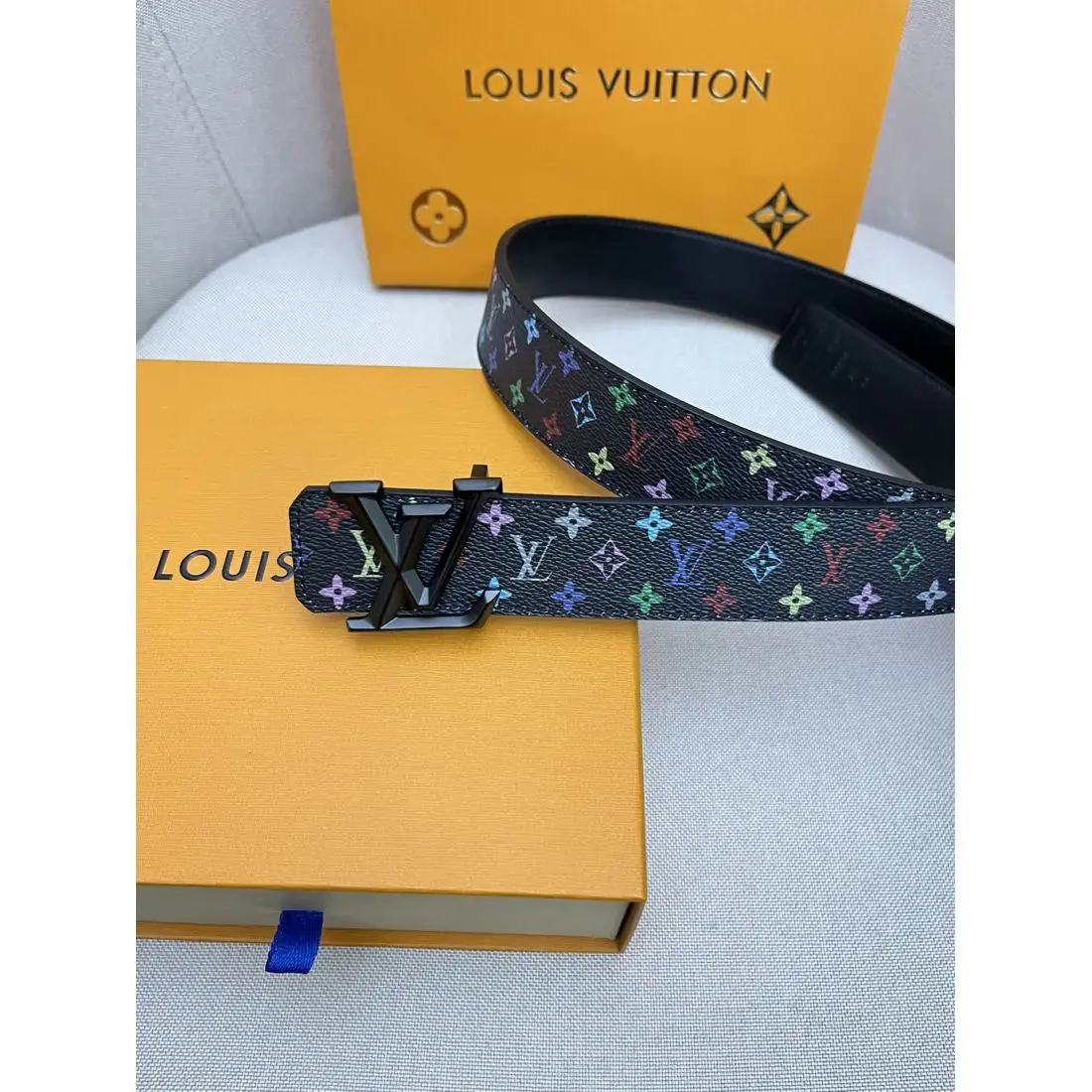 Lv Top Layer Cowhide 24k Pure Steel Buckle Men's Belts