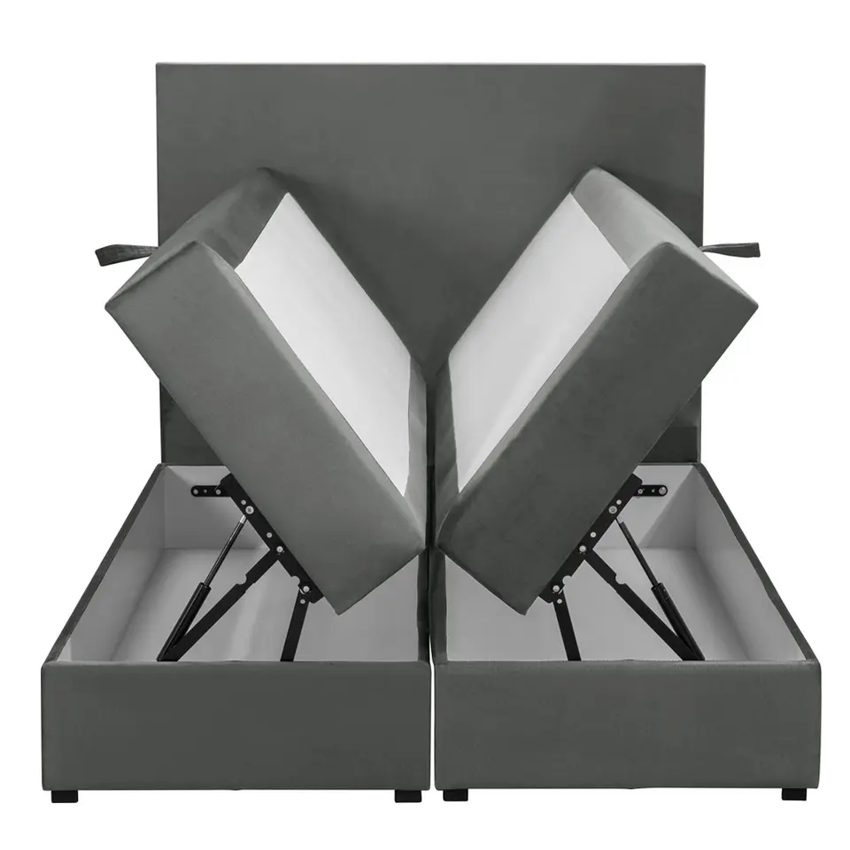 Boxspring met opbergruimte Liv egaal - grijs - 120x200 cm