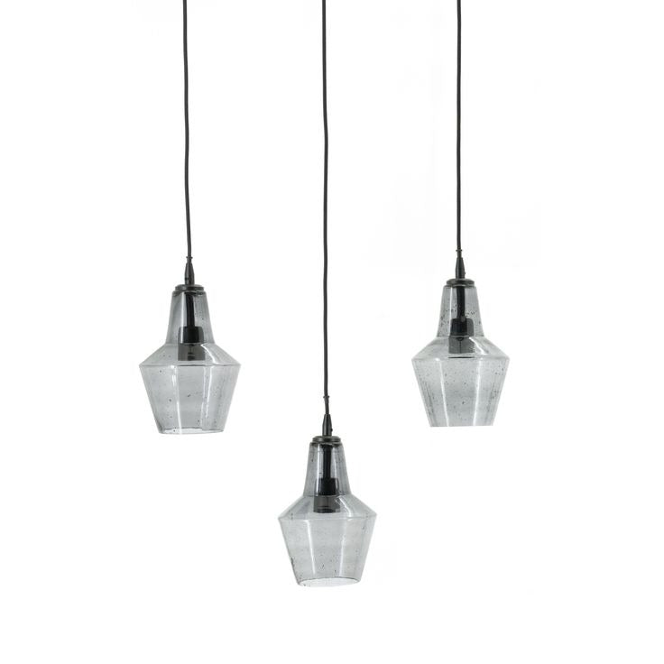 FurniLux Hanglamp Orion Glas, 3-lamps - Zwart - 16x65x125cm