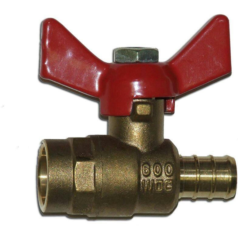 Waterline PEX Sweat Ball Valve with T-Handle, 1/2-in
