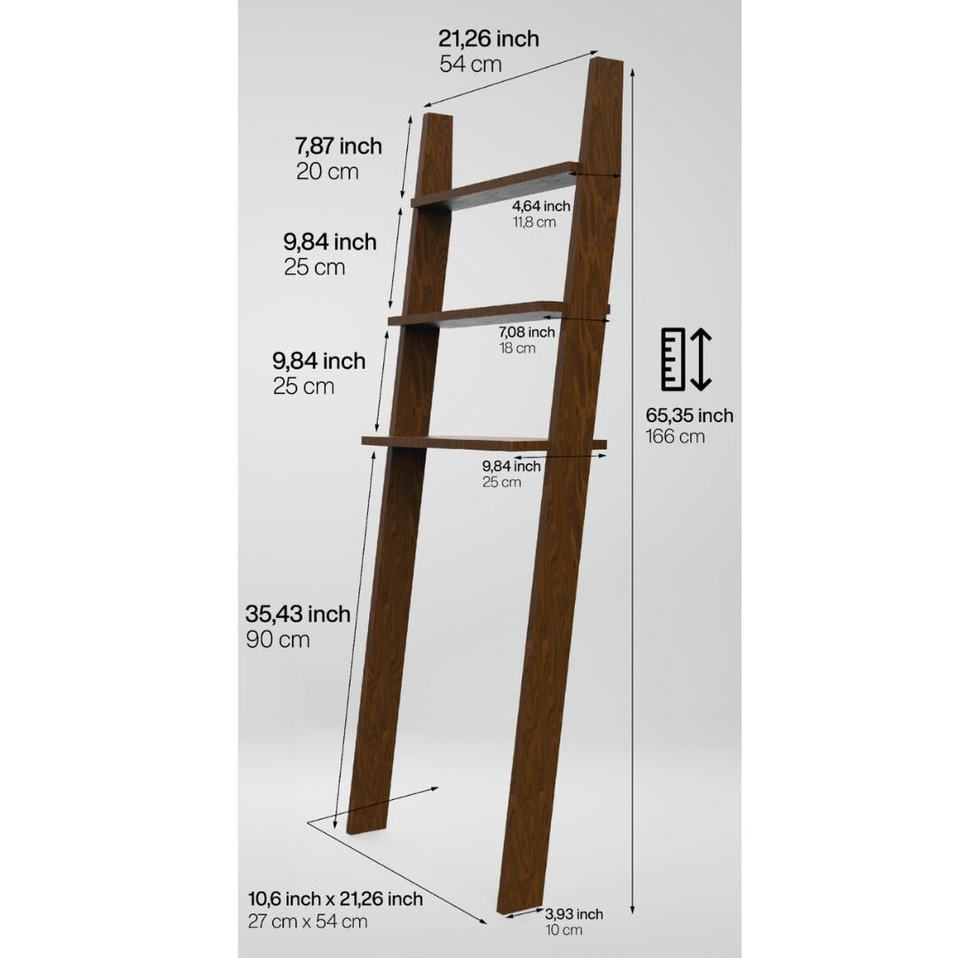 Over the Toilet Ladder Shelf: Small Space Bathroom Storage Above WC Leaning Organizer Stand