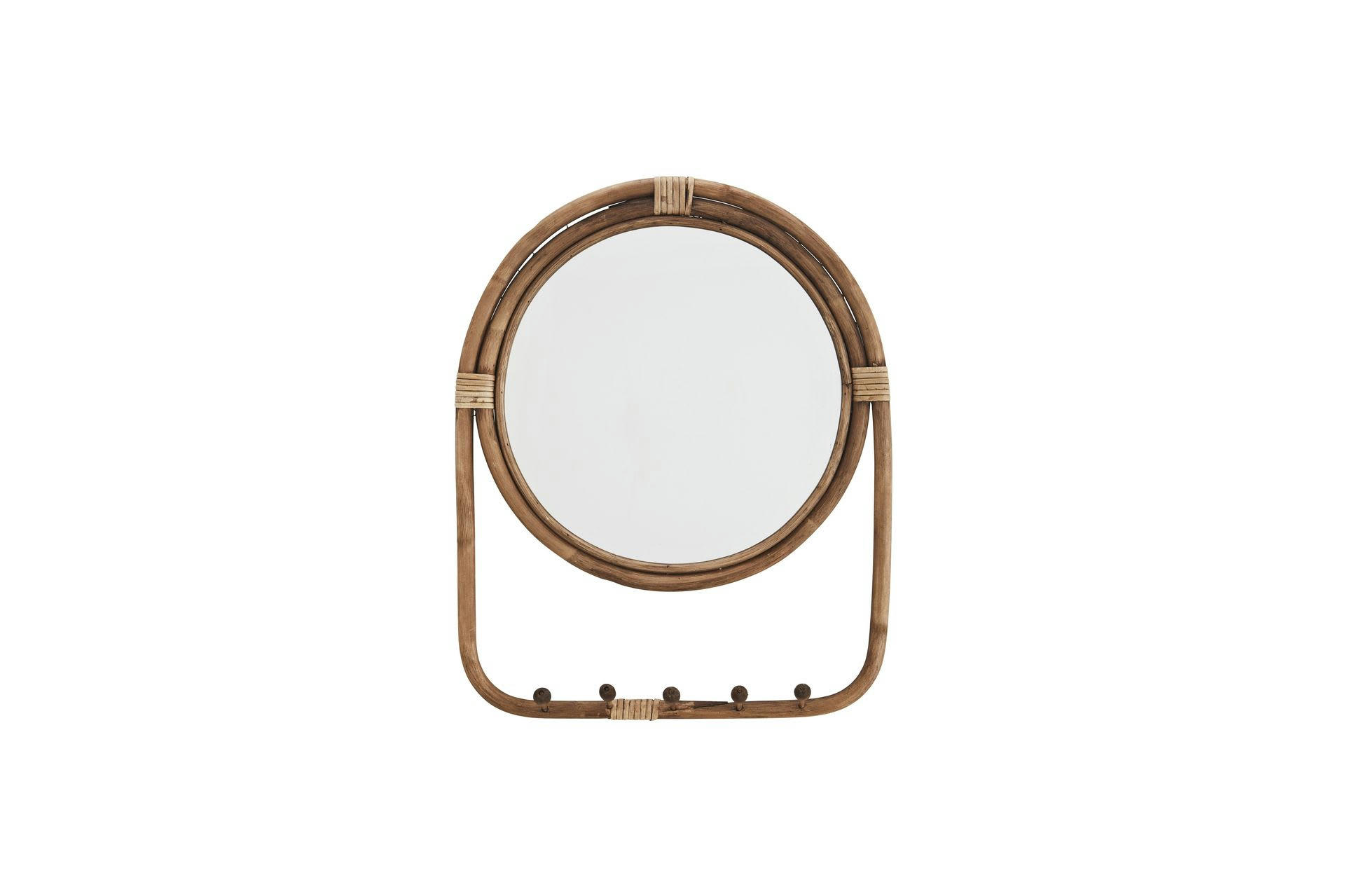 HAVEN - Miroir 5 crochets en bambou marron
