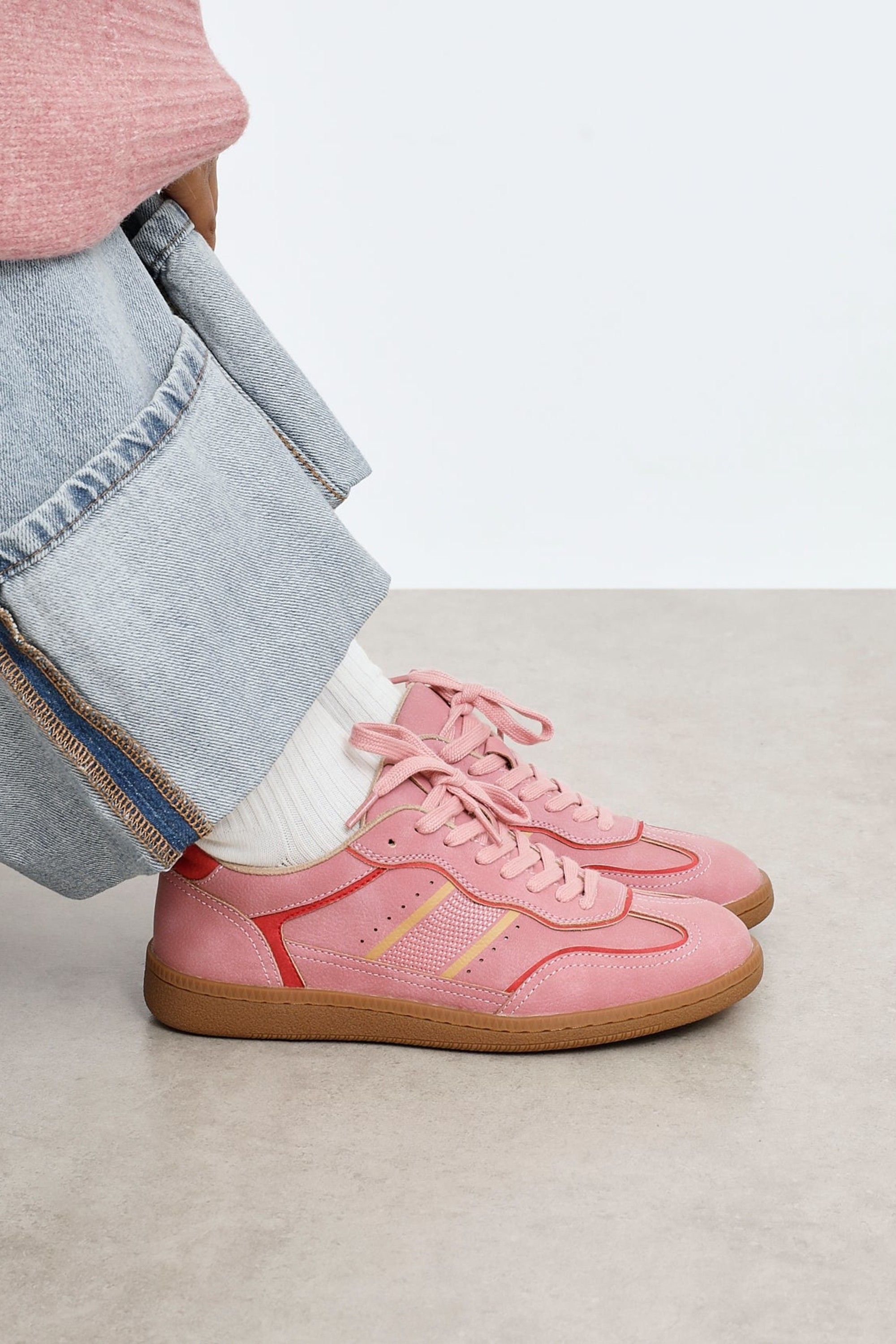 Linzi Vortex Pink & Red Retro Style Trainers
