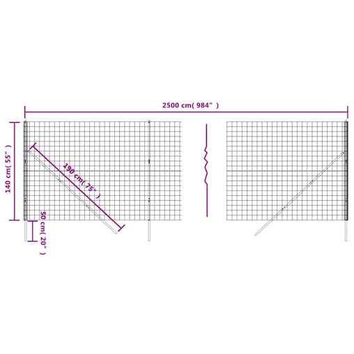 NNEVL Wire Mesh Fence Anthracite 1.4x25 m Galvanised Steel