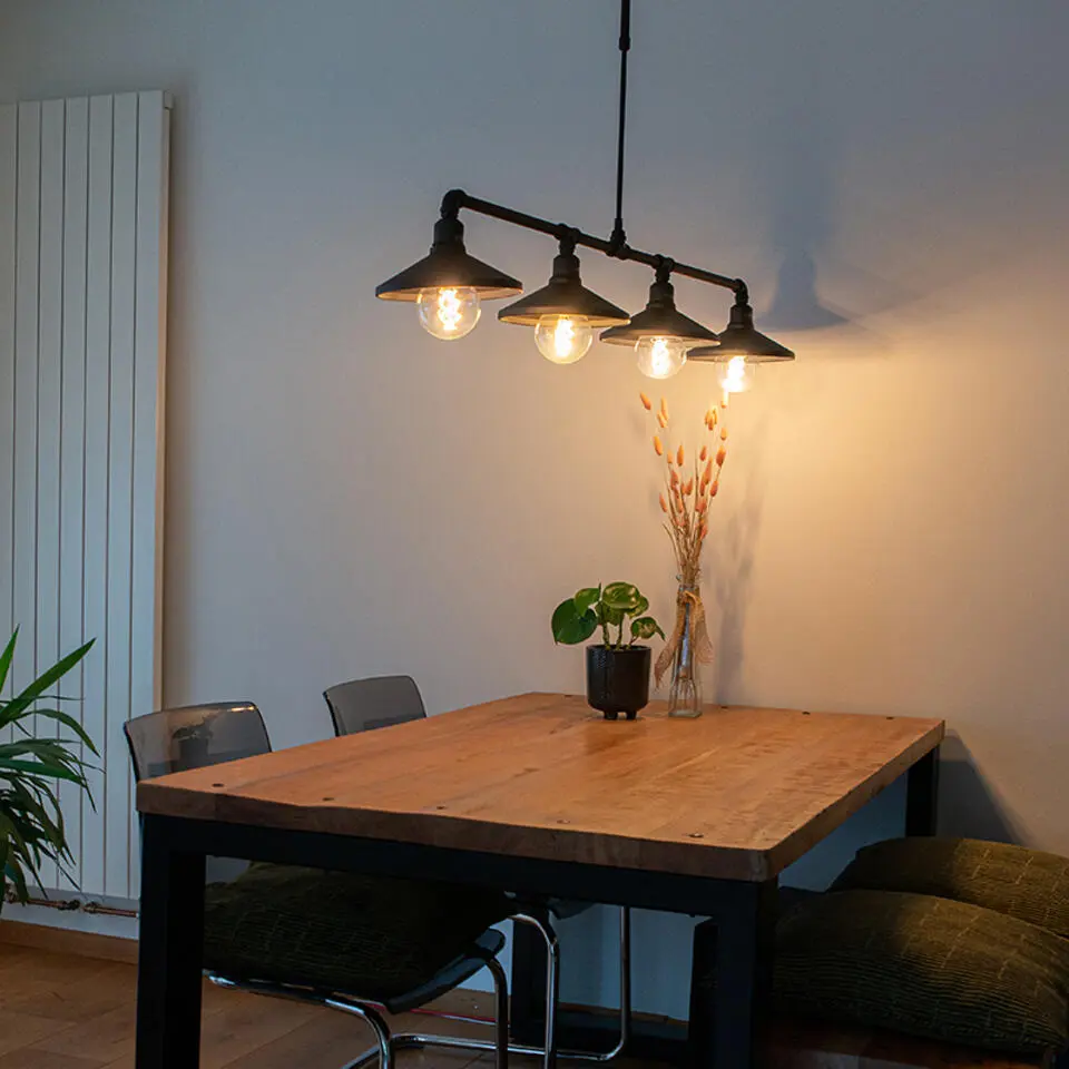 Qazqa hanglamp laser hl zwart e27