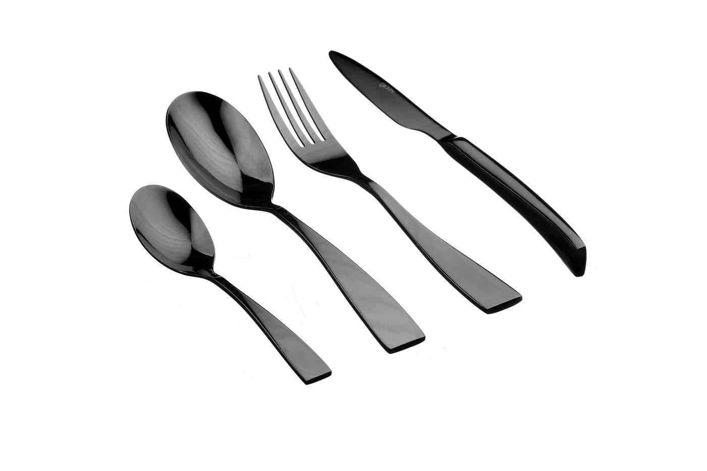 NUDE - Lot de 24 couverts de table en inox noir