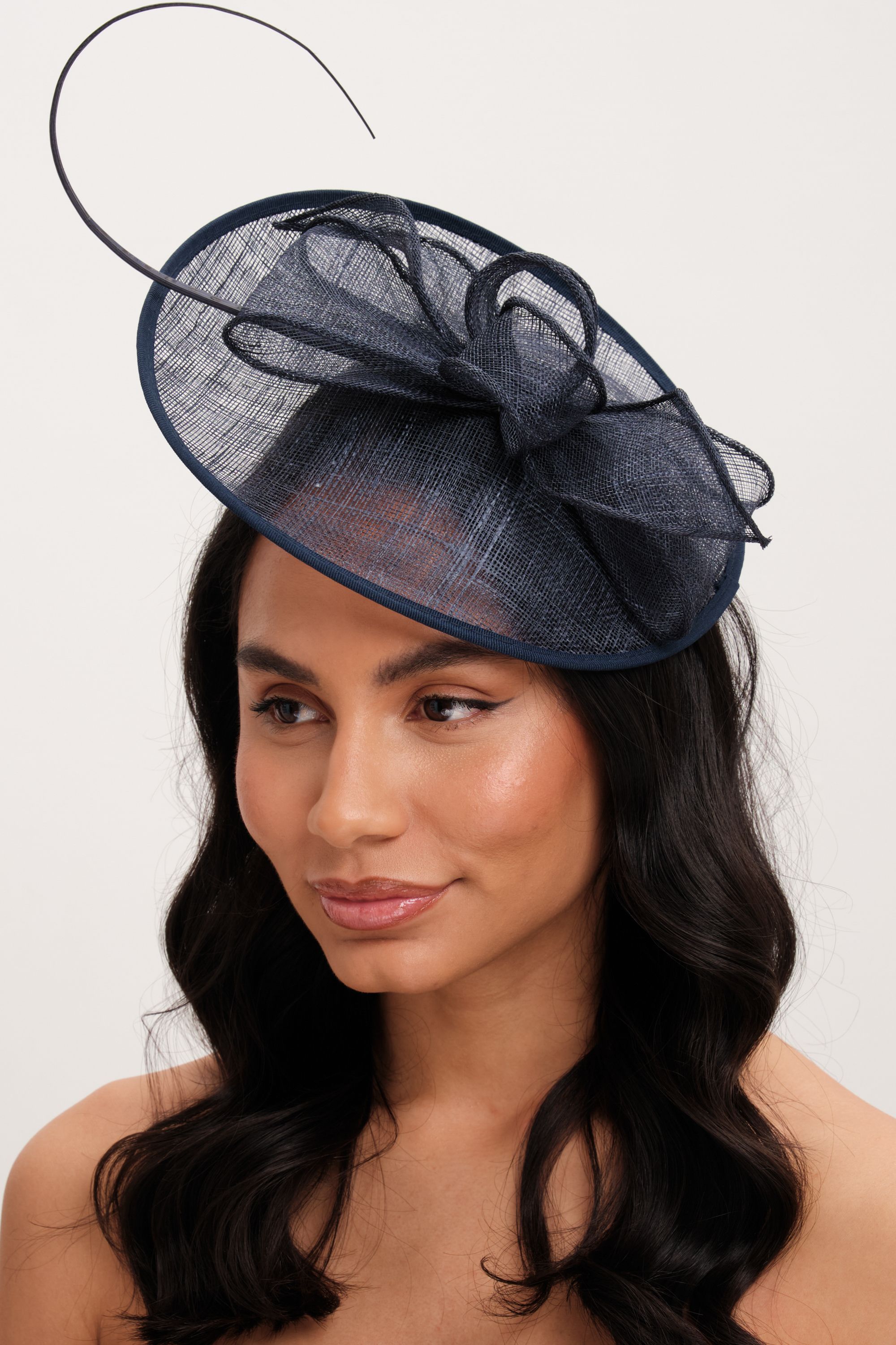 Jon Richard Navy Woven Bow Fascinator