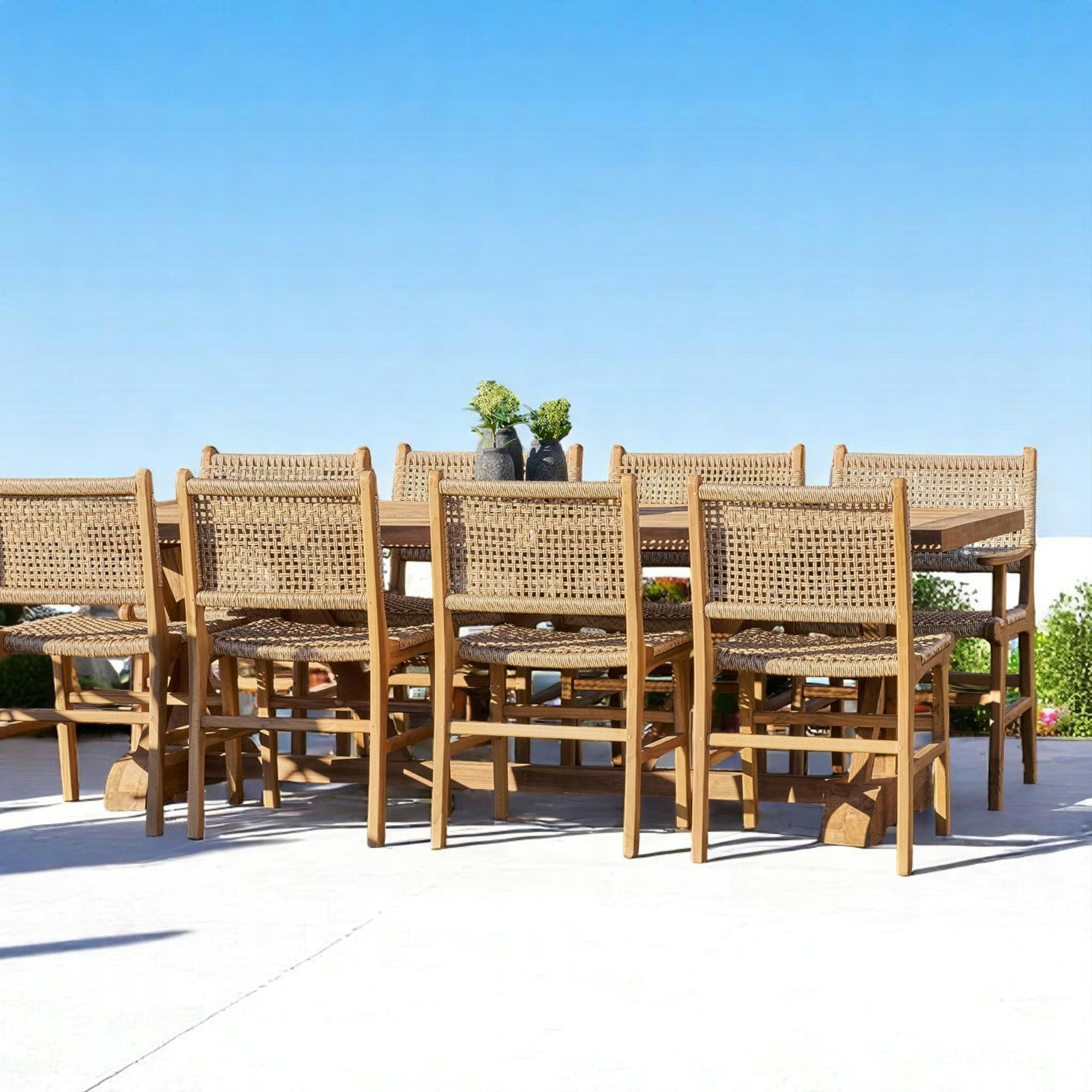Chaise de jardin en teck et résine tressée (lot de 2) MENDOZA