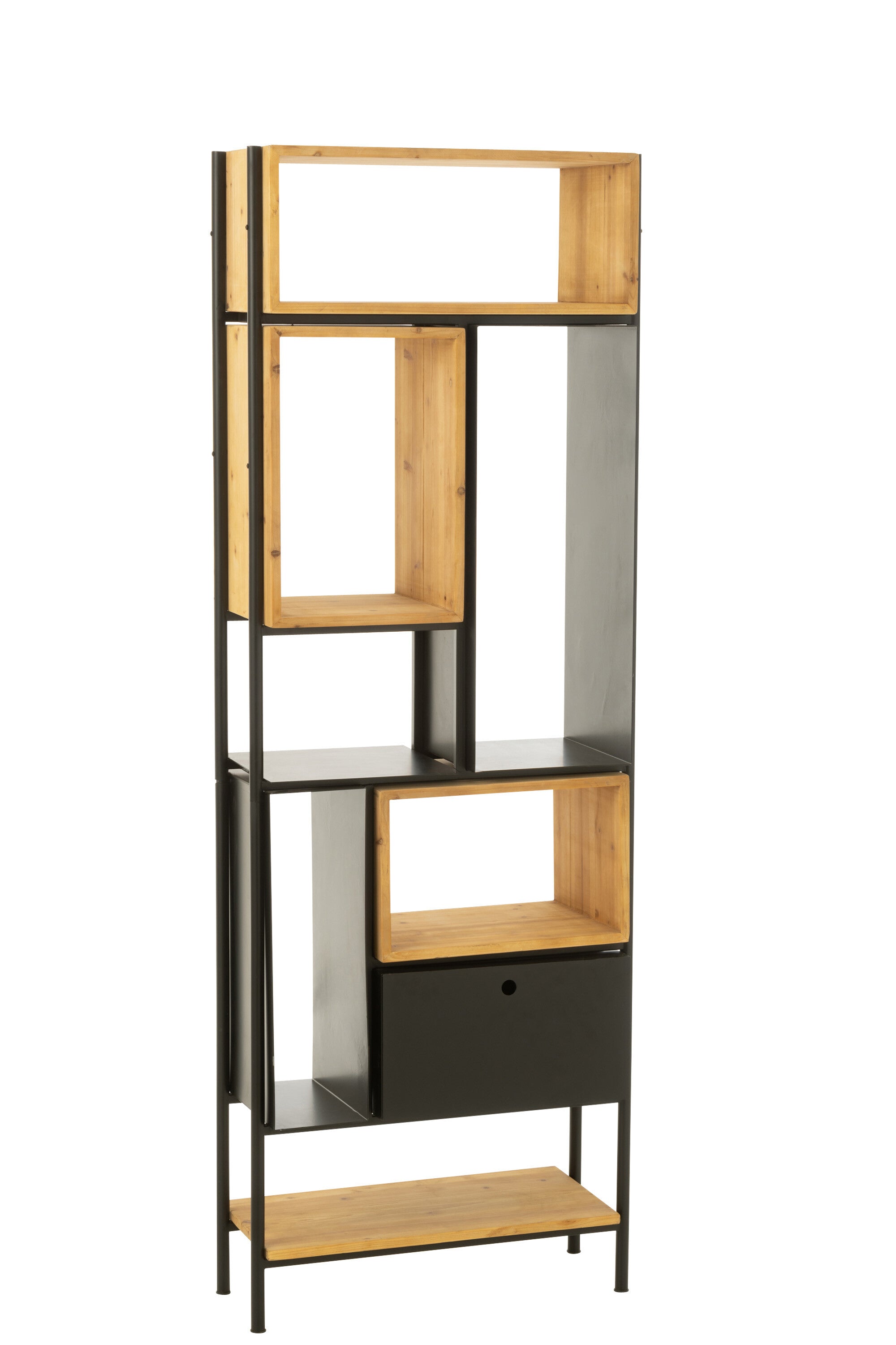 J-Line kast Tina - hout/ijzer - zwart/naturel - small