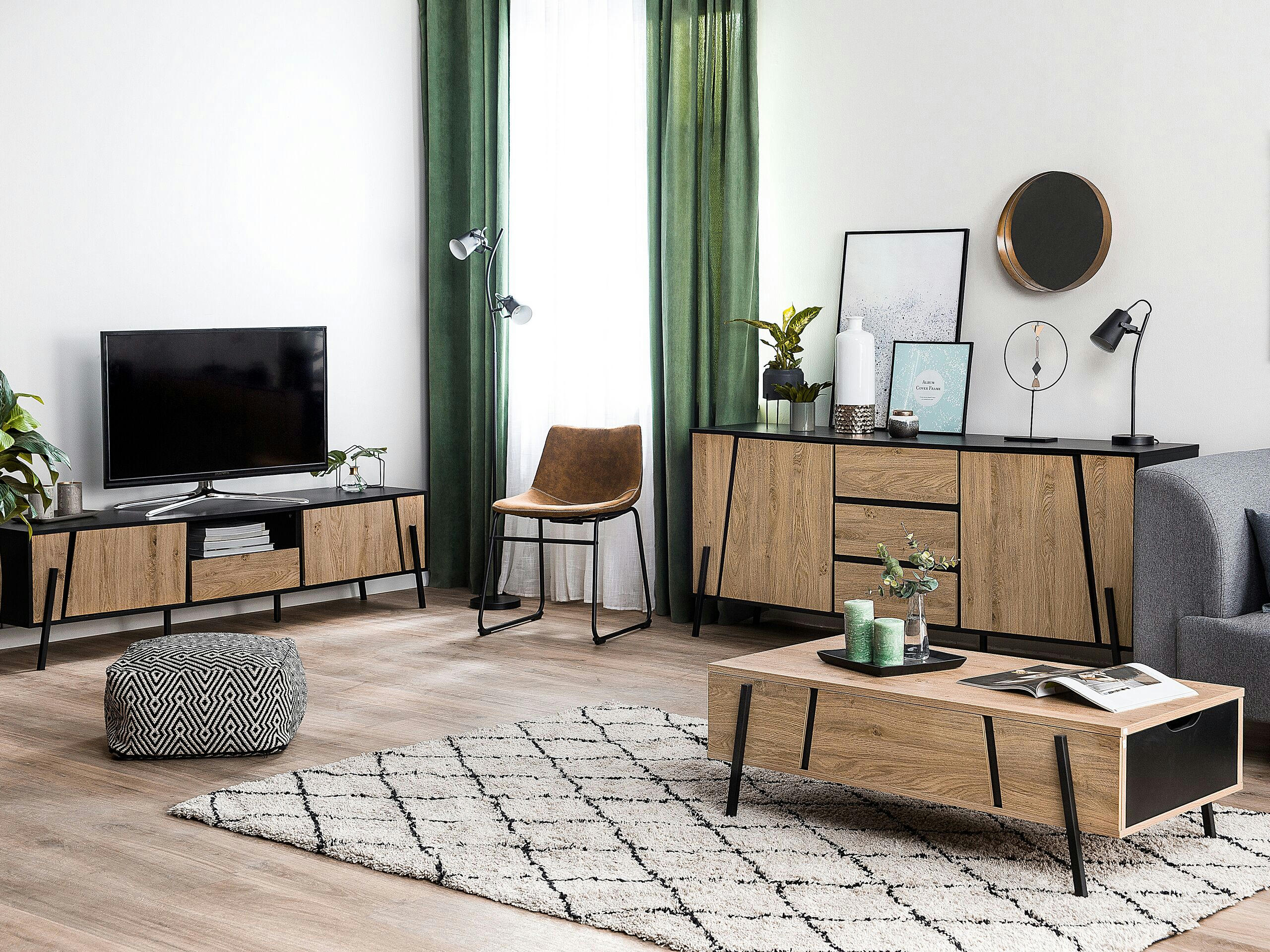 BLACKPOOL - Table basse en bois clair et noir