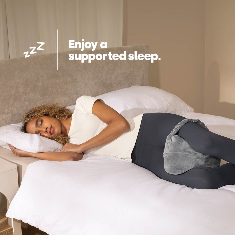 LIVIVO Leg Pillow Grey Memory Foam Knee Pillow for Side Sleepers Pain Relief with Washable Cover Strap