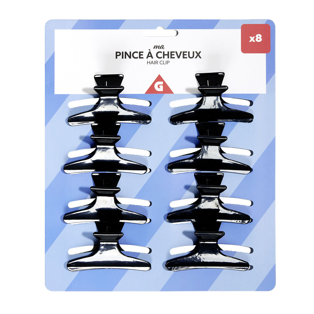 Lot de 8 pinces à cheveux noir ou rose - 2 coloris
