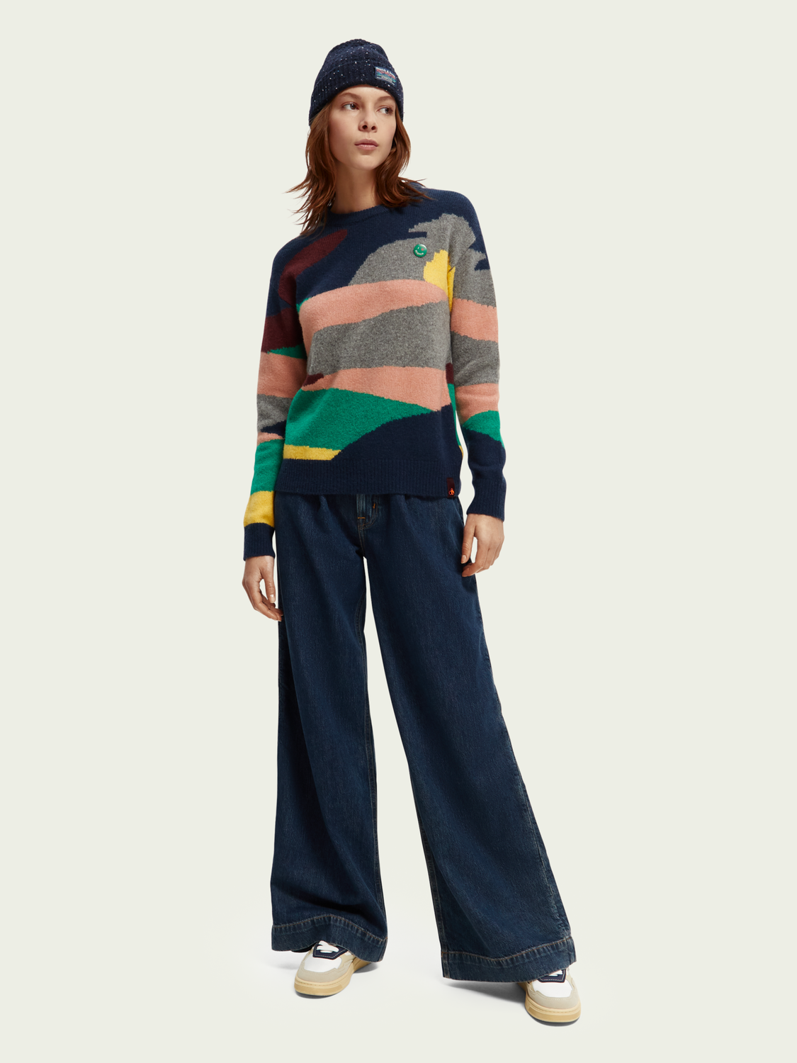 Wool-Blended Intarsia Knit Sweater