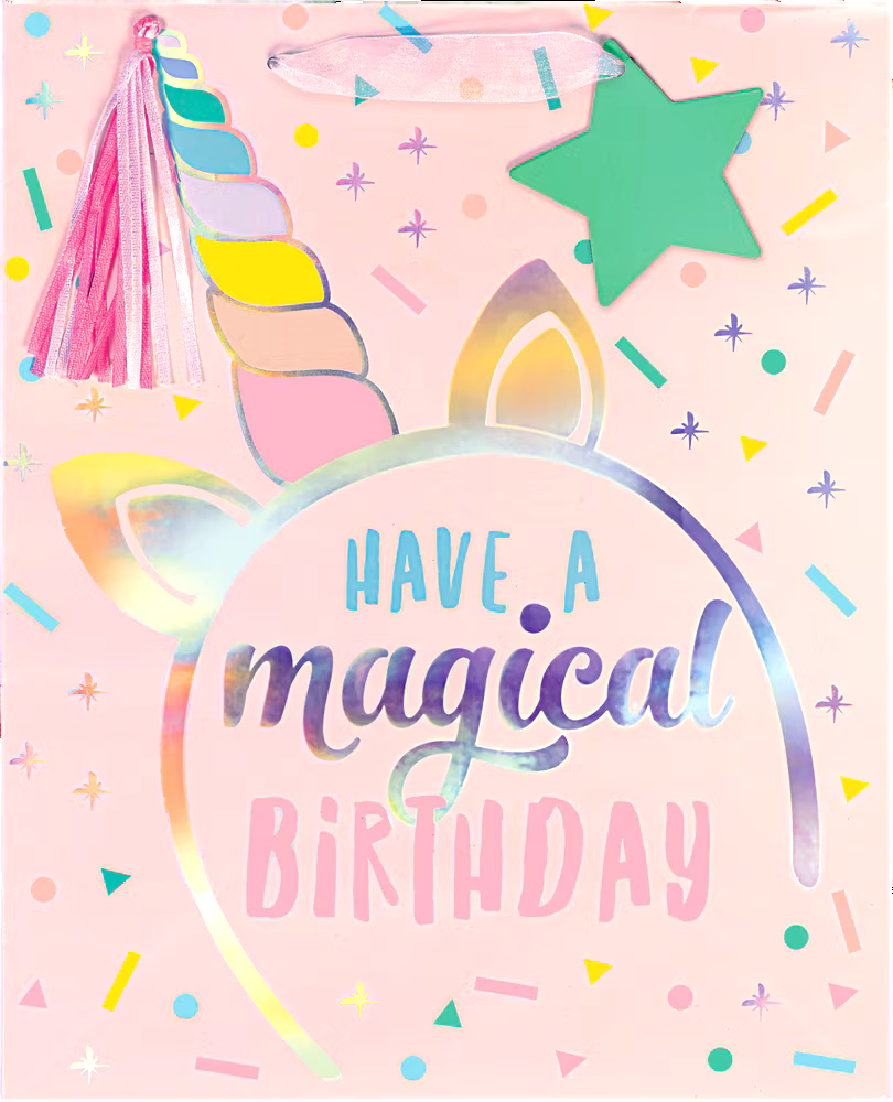 Medium Glossy Magical Unicorn Birthday Gift Bag