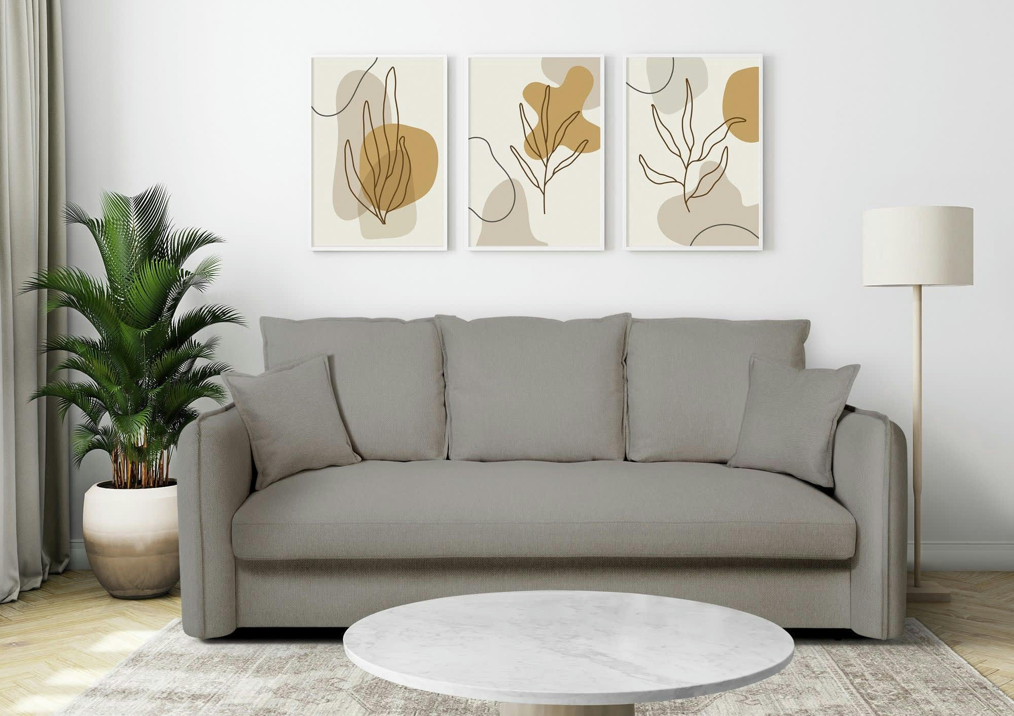 RIGEL - Canapé droit convertible 3 places  en polyester taupe