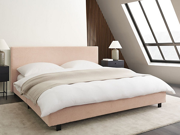Lit avec sommier Bouclé ALBI 180 x 200 cm Beige