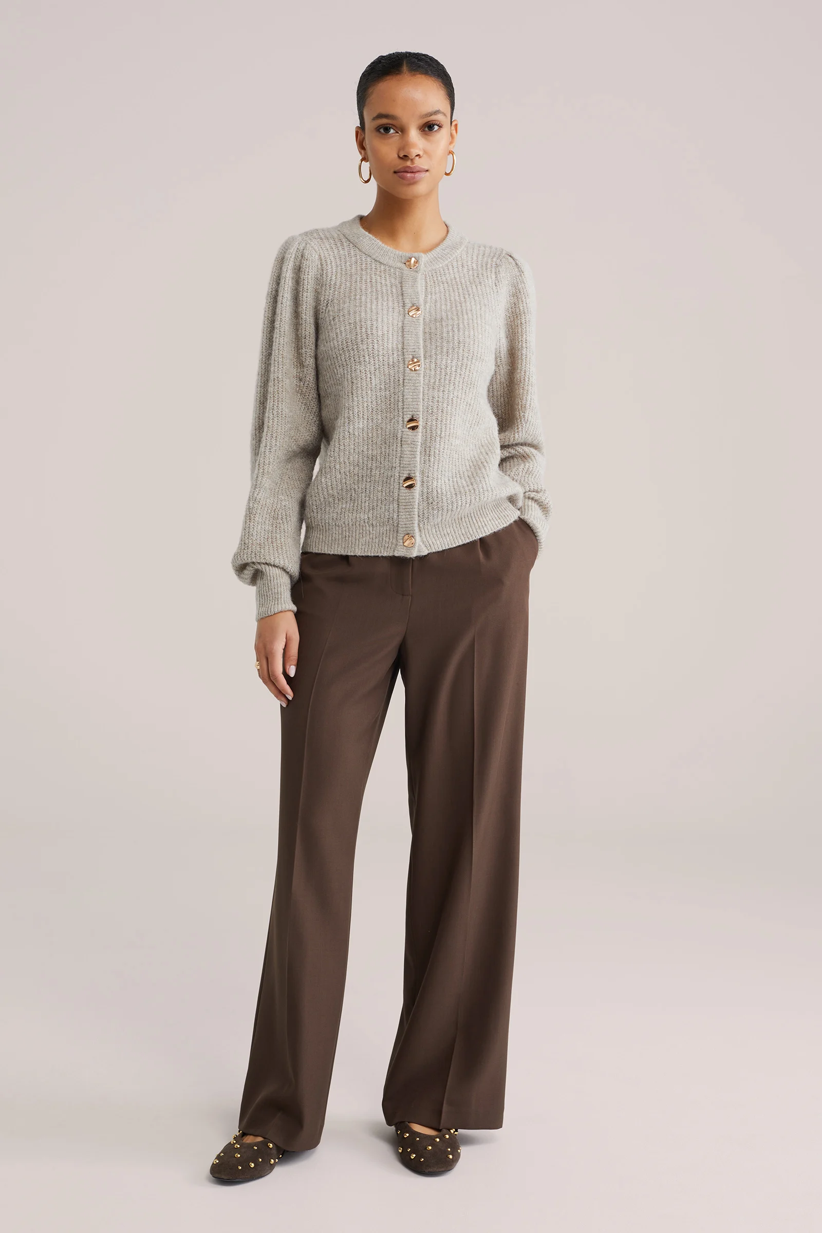 Dames vest van wolmix met gouden knopen