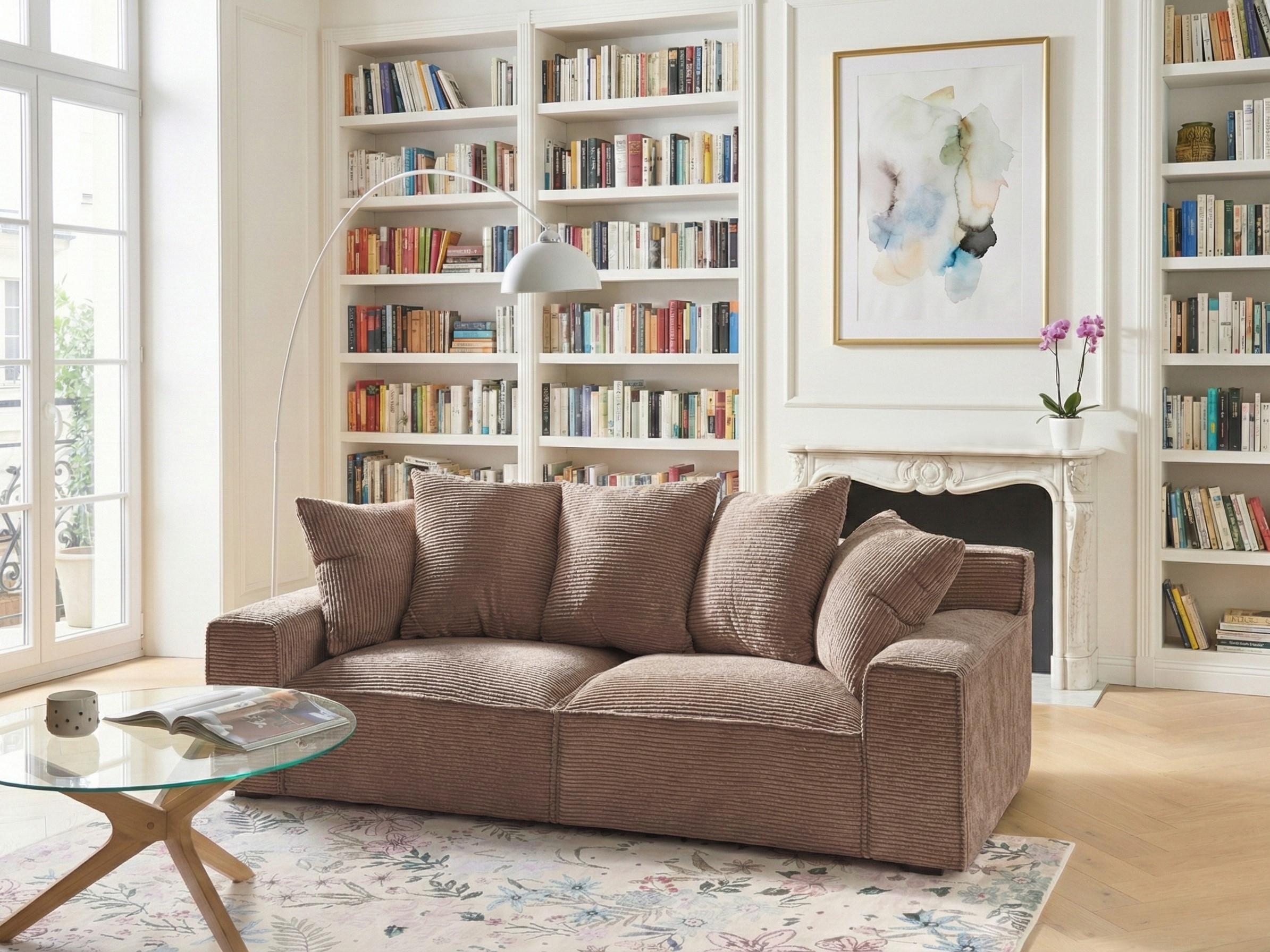 Sofa 3 Seater VISKAN Corduroy Sand Beige