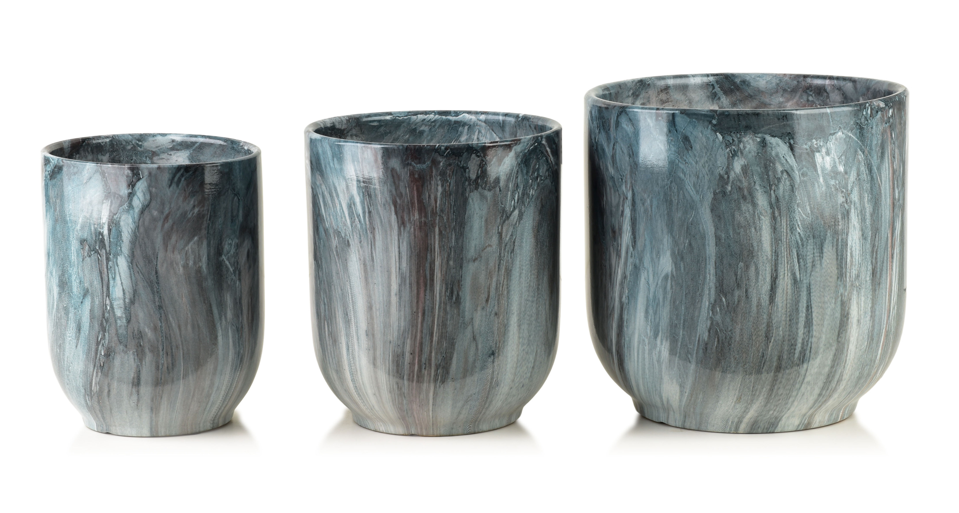 NEVA MARBLE Komplet 3 osłonek ceramicznych 28x28x29/23,5x26,5/19x24,5cm