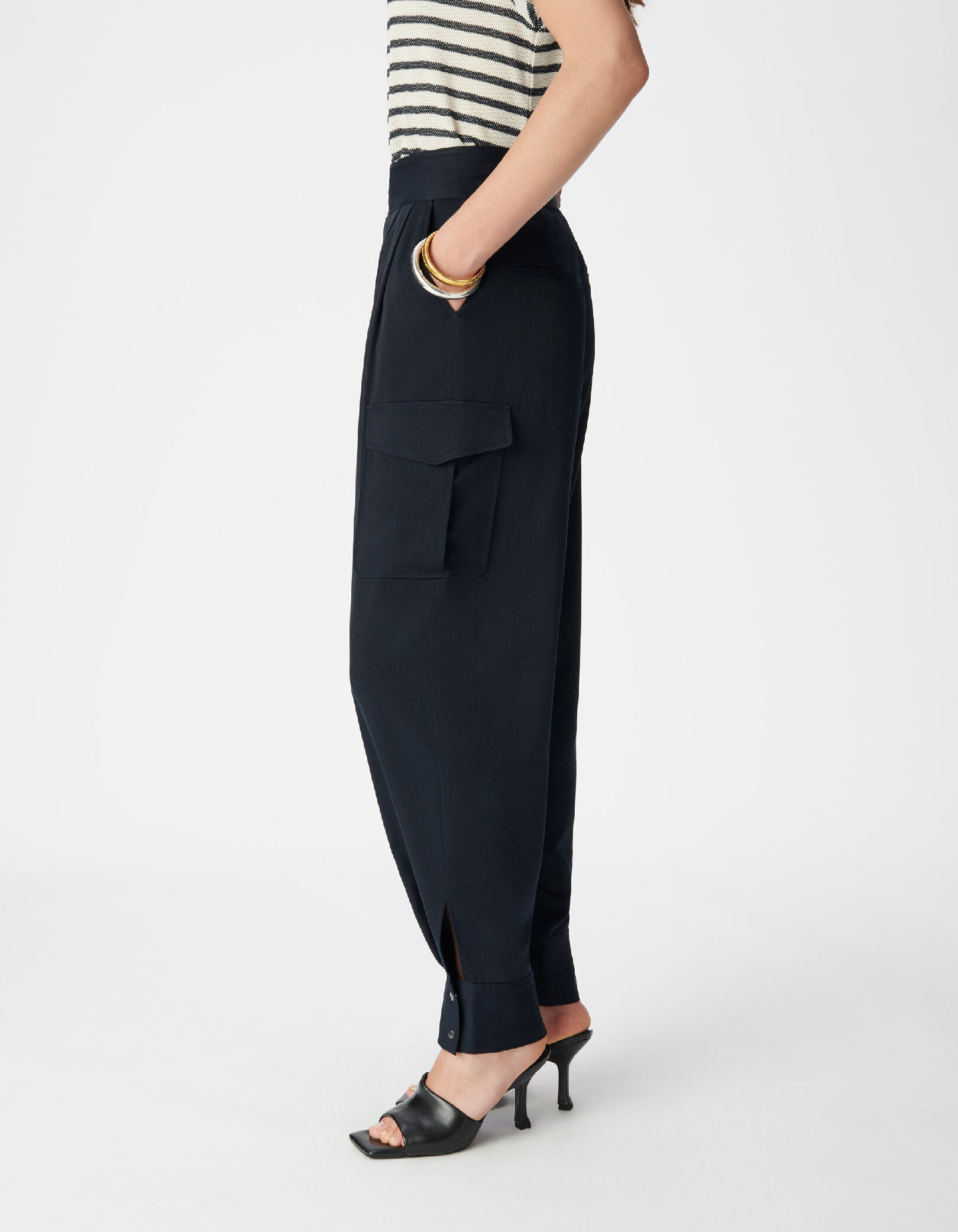 Pantalon ballon marine poches battle Femme