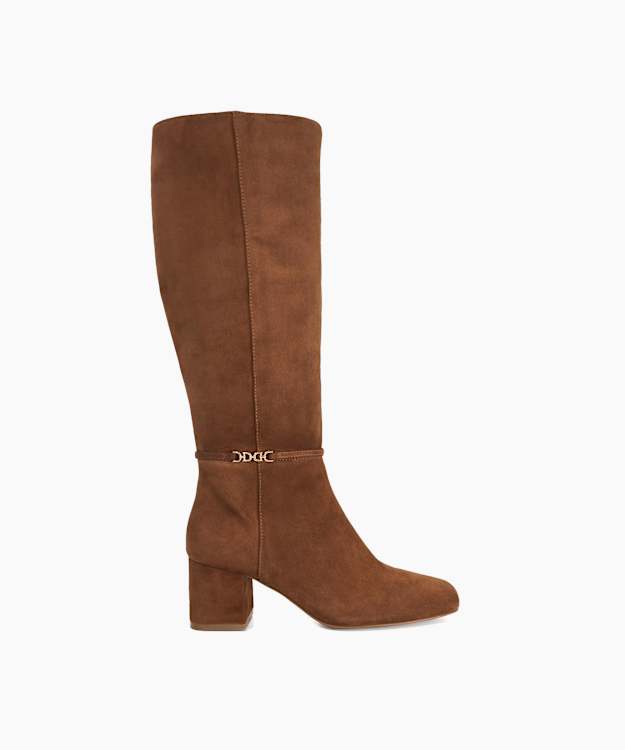 Sanna Tan - Snaffle Trim Knee High Block Heeled Boots