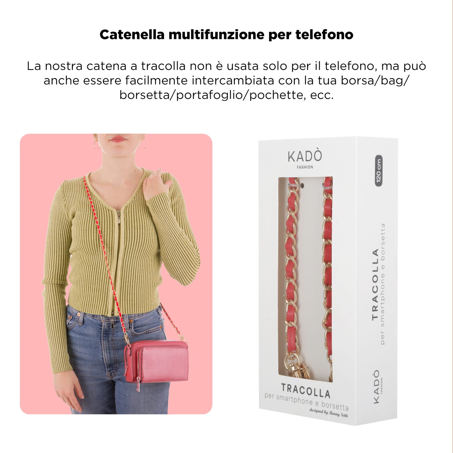 Tracolla smartphone e borsetta rossa oro 120 cm – Fashionally