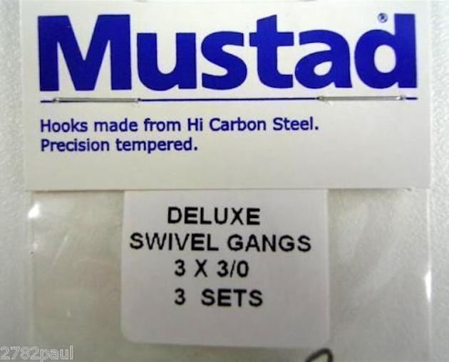 Mustad Pre-Rigged Deluxe Swivel Gang Hooks 3/0 X 3 Sets