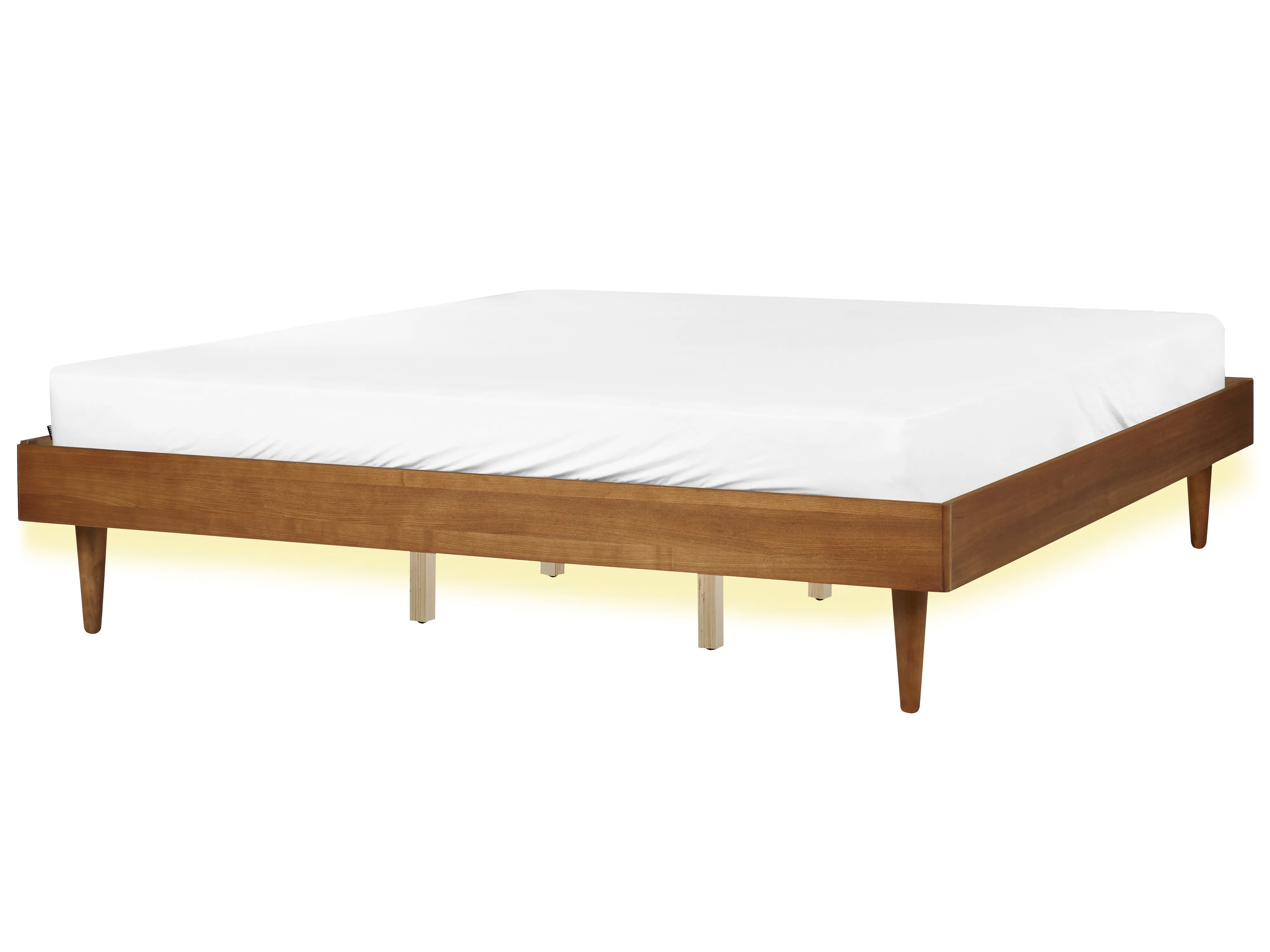 Bed with LED TOUCY 180 x 200 cm (EU Super King) Brown Ash Wood