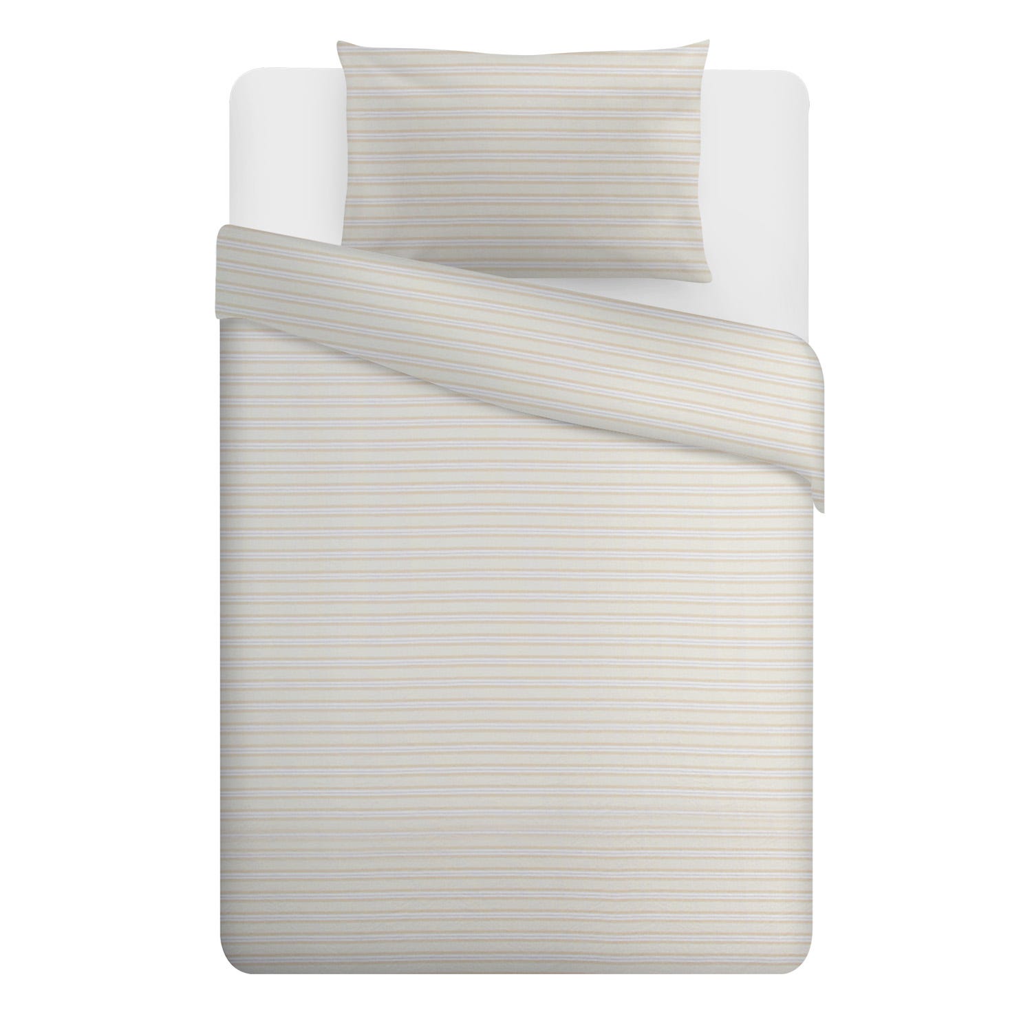 Parure copripiumino 1 piazza e mezza cotone righe beige