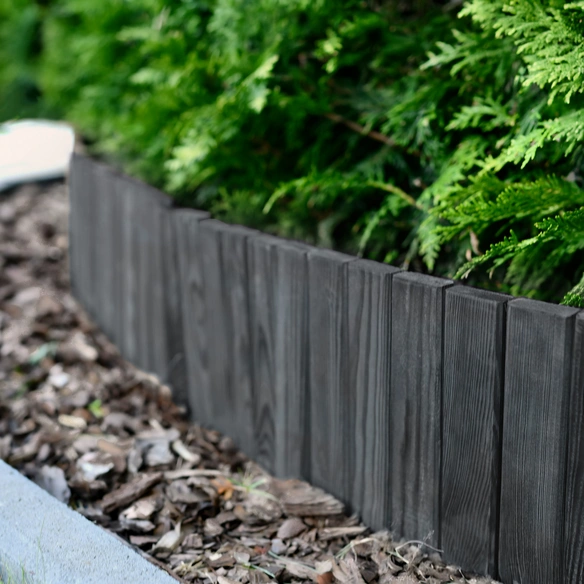 Beeteinfassung, Rollborder II Gartenzaun 200x20 cm Anthrazit Kiefernholz Rollzaun