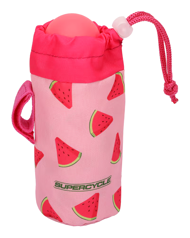 Supercycle Aluminum Kids' Bike Water Bottle w/Cage/Holder, BPA Free, Pink, 400-mL