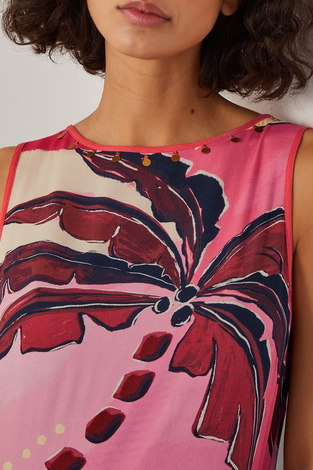 Monsoon Alex Palm Print Midi Dress