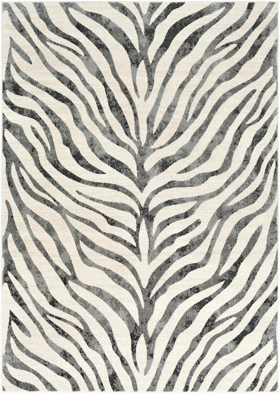 CYBELE - Tapis Zébré Bohème Anthracite/Beige 120x170