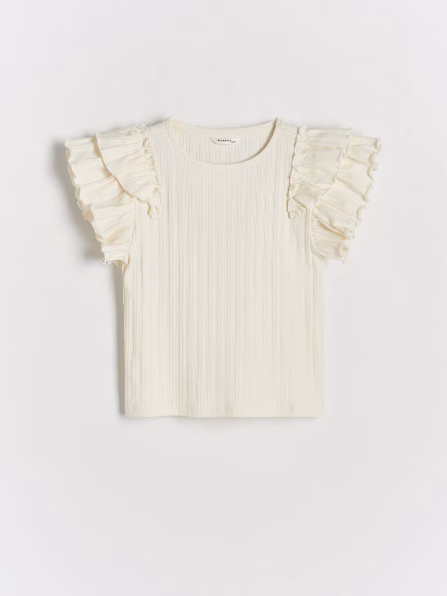 T-Shirt With Shoulder Flounces