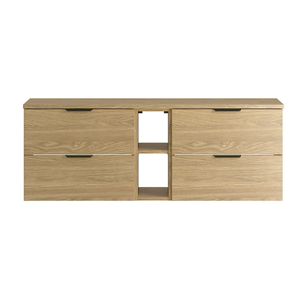 Meuble sous-vasque 140cm 2 niches plan de toilette Astrid Bois