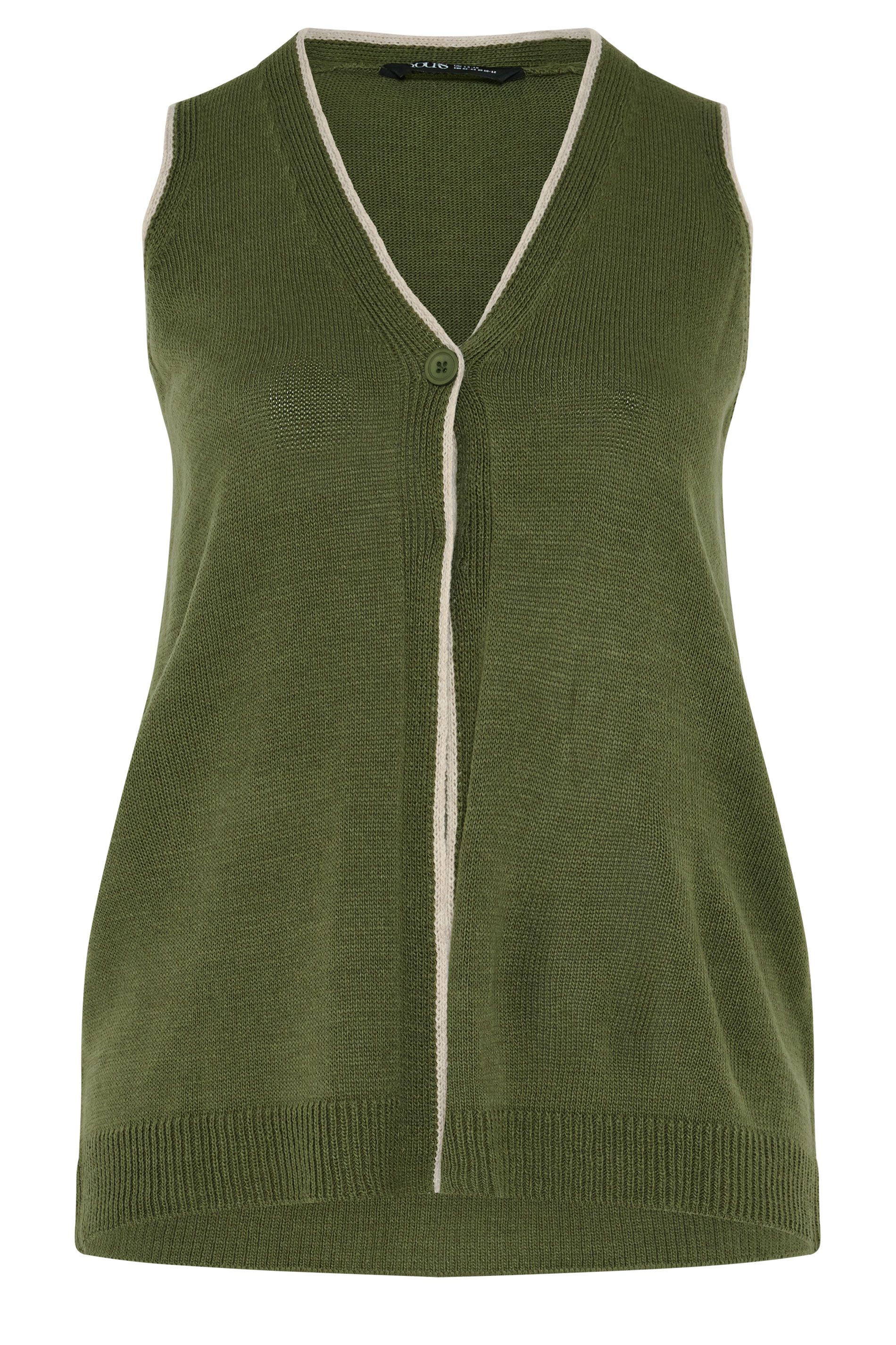 Yours Contrast Trim Knitted Waistcoat