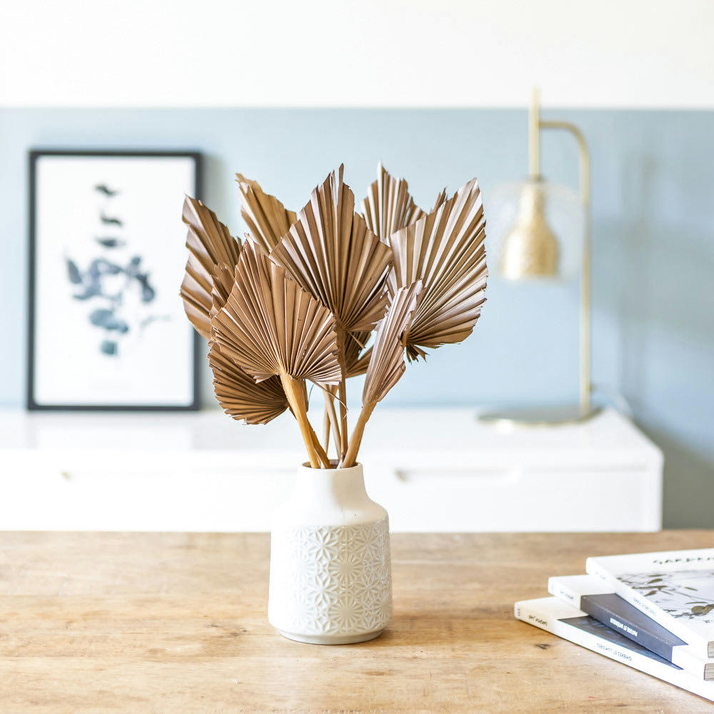 - Bouquet de fleurs séchées palm spear chocolat x 10 feuilles