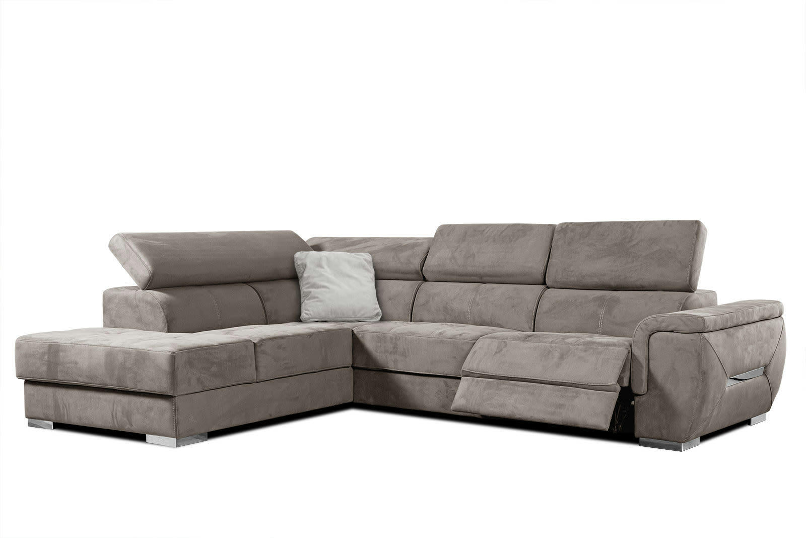 KELTE - Canapé d'angle gauche 5 places avec une relaxation tissu marron clair