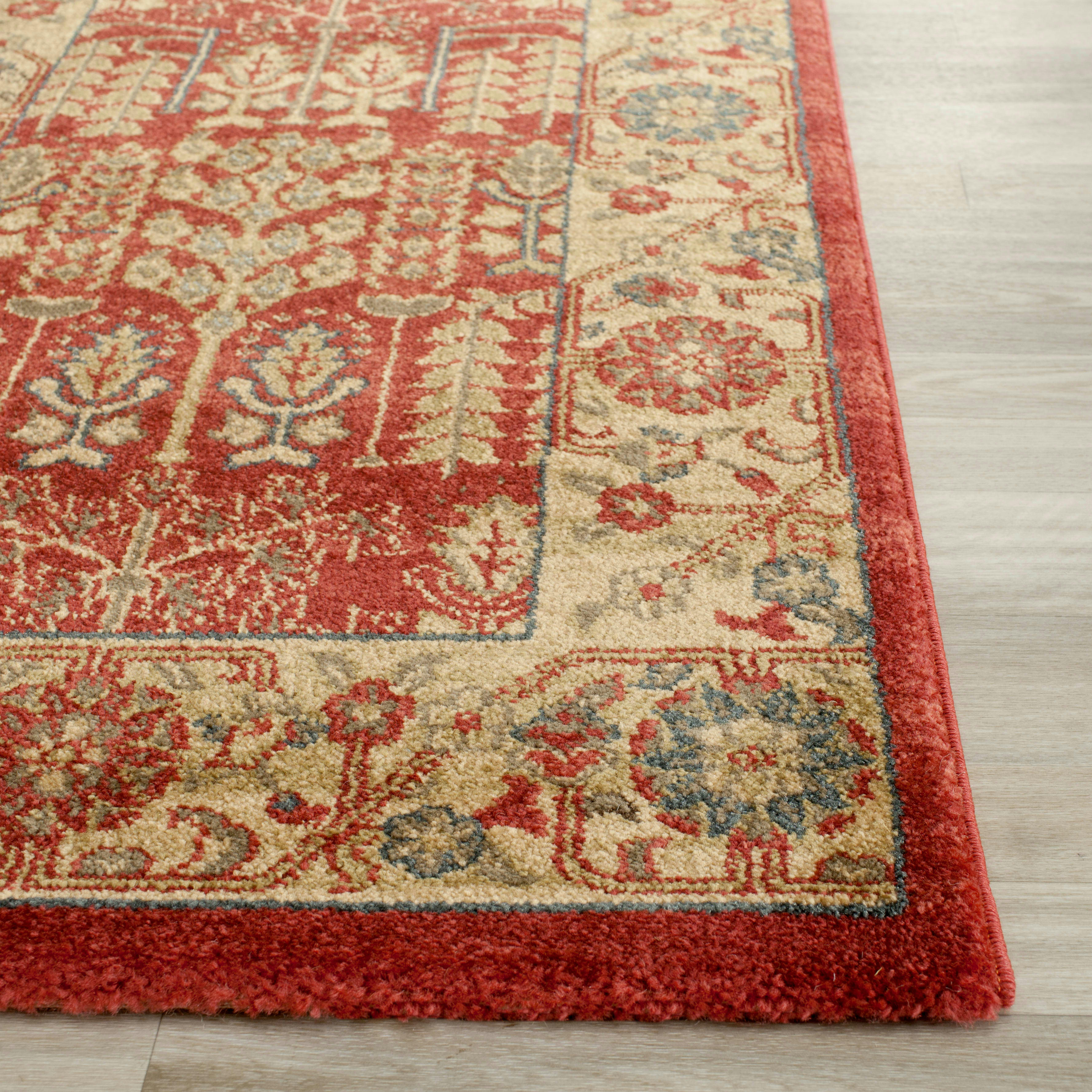 MAHAL - Tapis de salon interieur en rouge & naturel, 66 x 244 cm