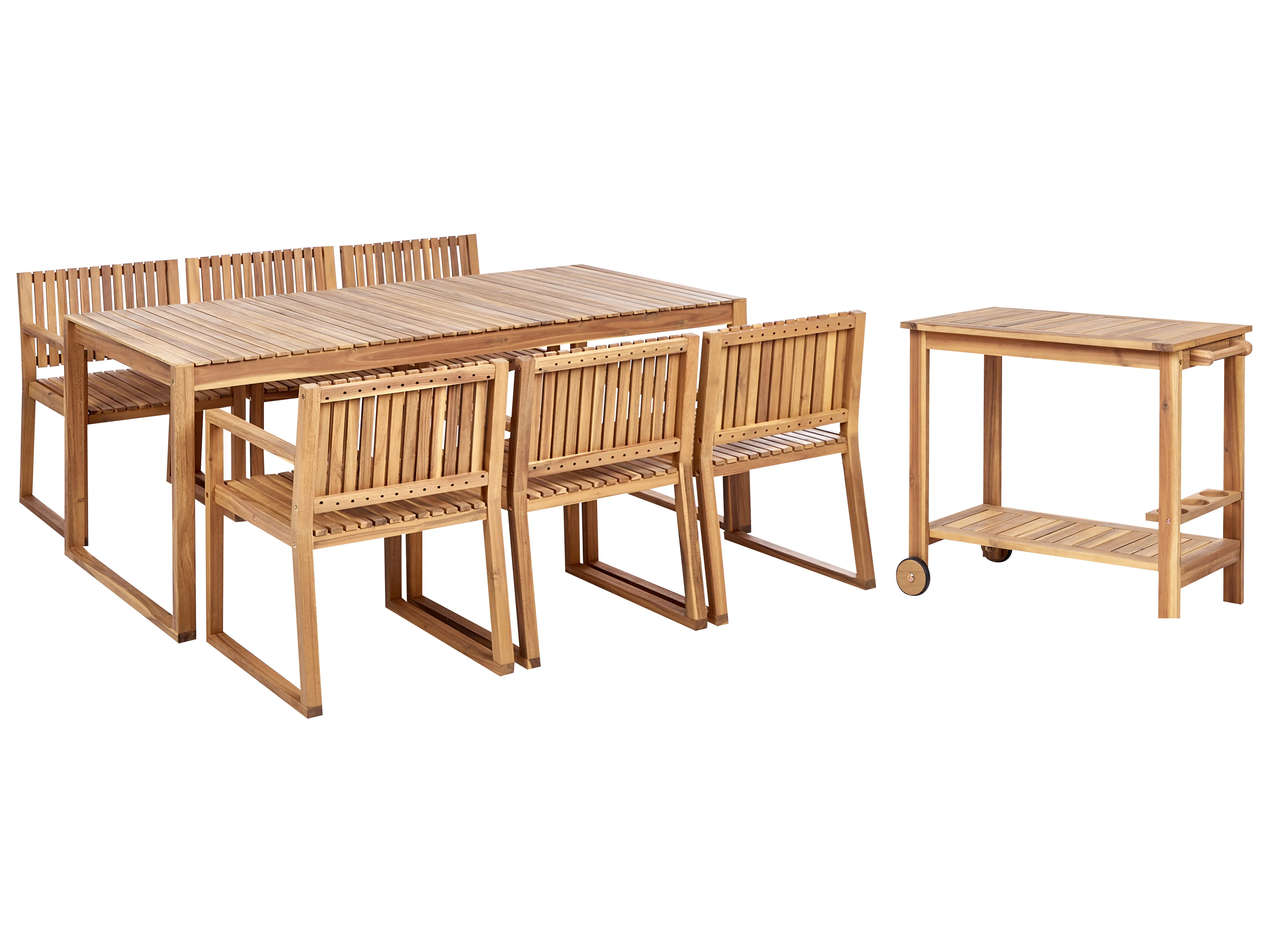 Garden Dining Set 6 Seater SASSARI II Certified Acacia Wood Light Brown