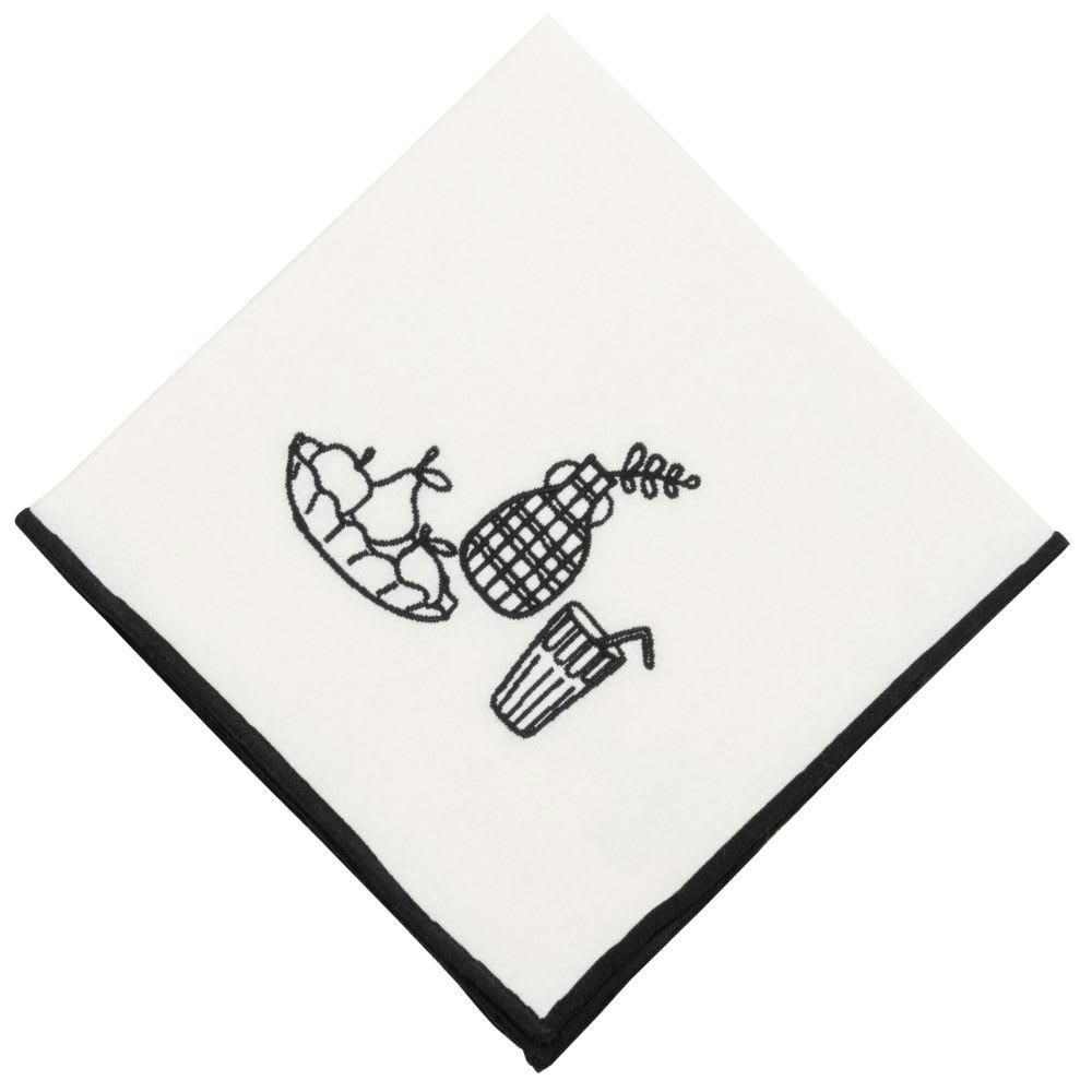 - Serviettes de table en coton biologique à motifs brodés écrus et noirs 42x42 (2)