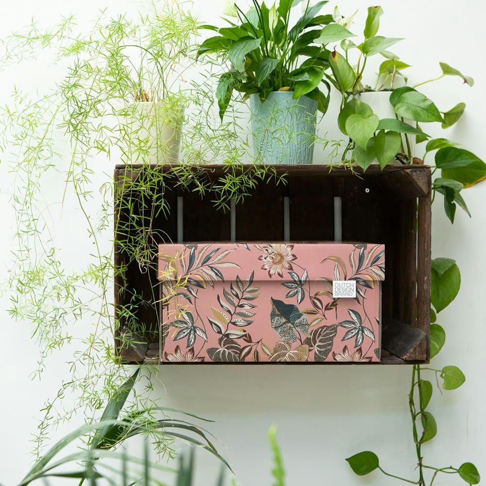 FLORAL GARDEN - Boite de rangement floral garden 39,5x32x21cm carton rose