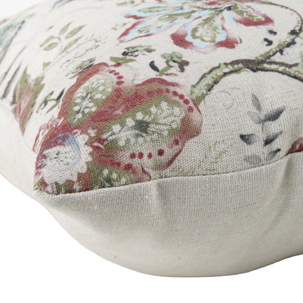 Coussin carré motif végétal Indie effet toile de jute 45x45cm (2 modèles)