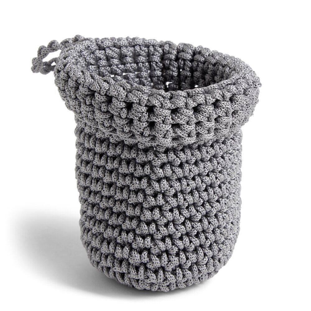 Panière ronde boucle effet tressé gris 13x11xH11cm