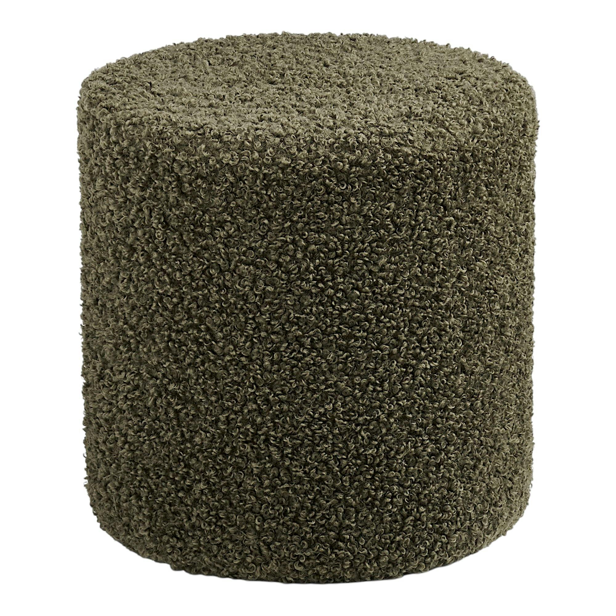 Pouf rond en bouclette verte teddy BERLIN